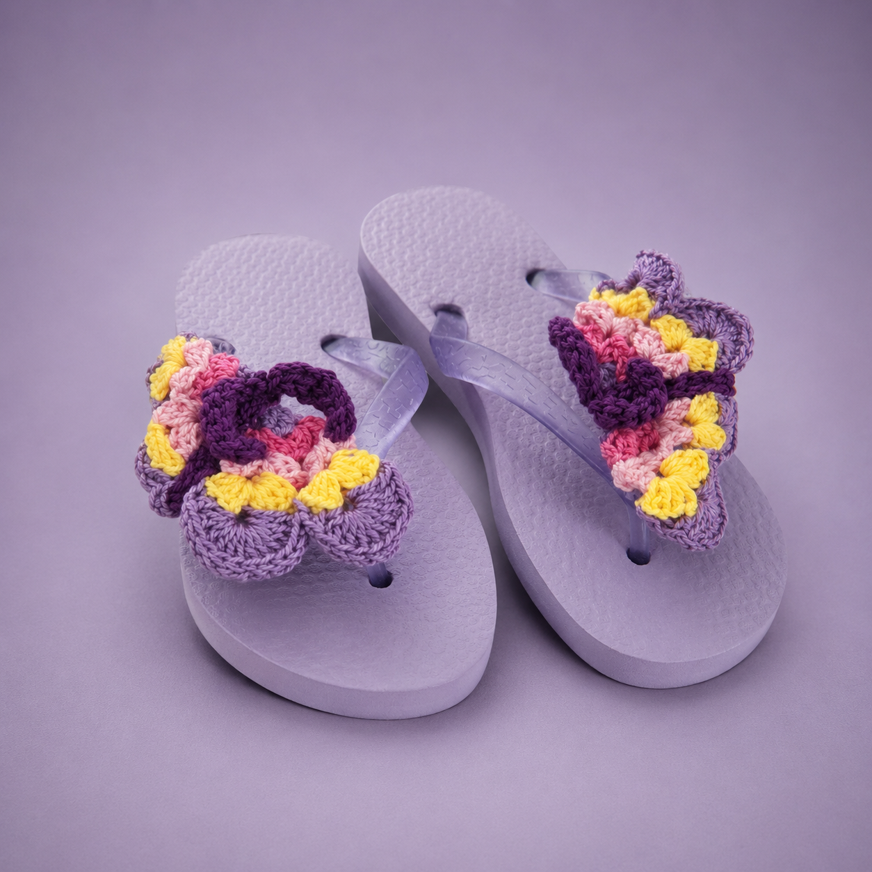 Lilac Crochet Flip Flops