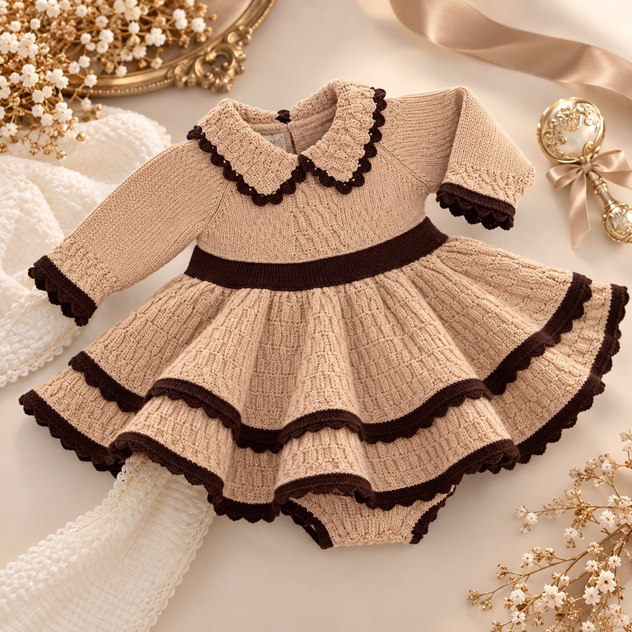 Camel and Chocolate Dress