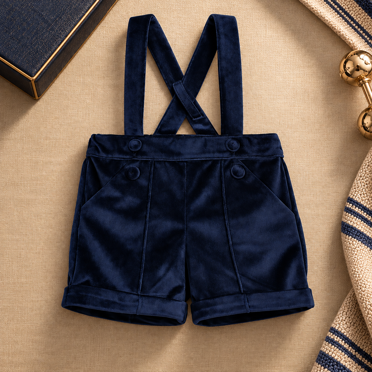 Boy's Velvet Suspender Short