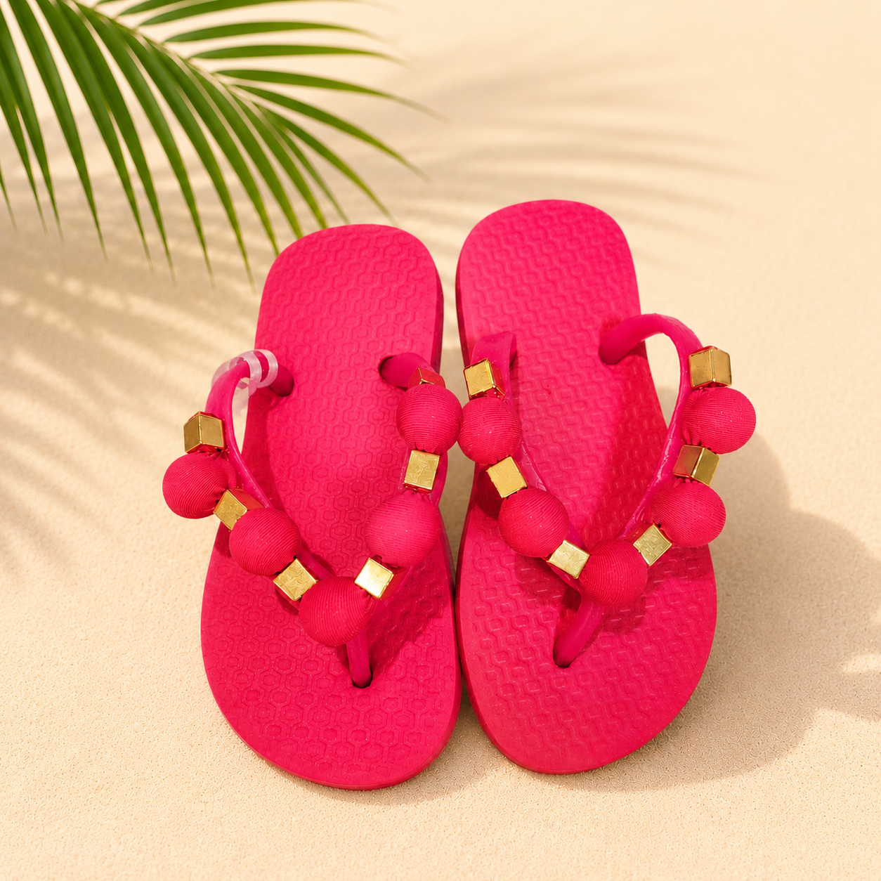 Pink & Gold Flip Flops