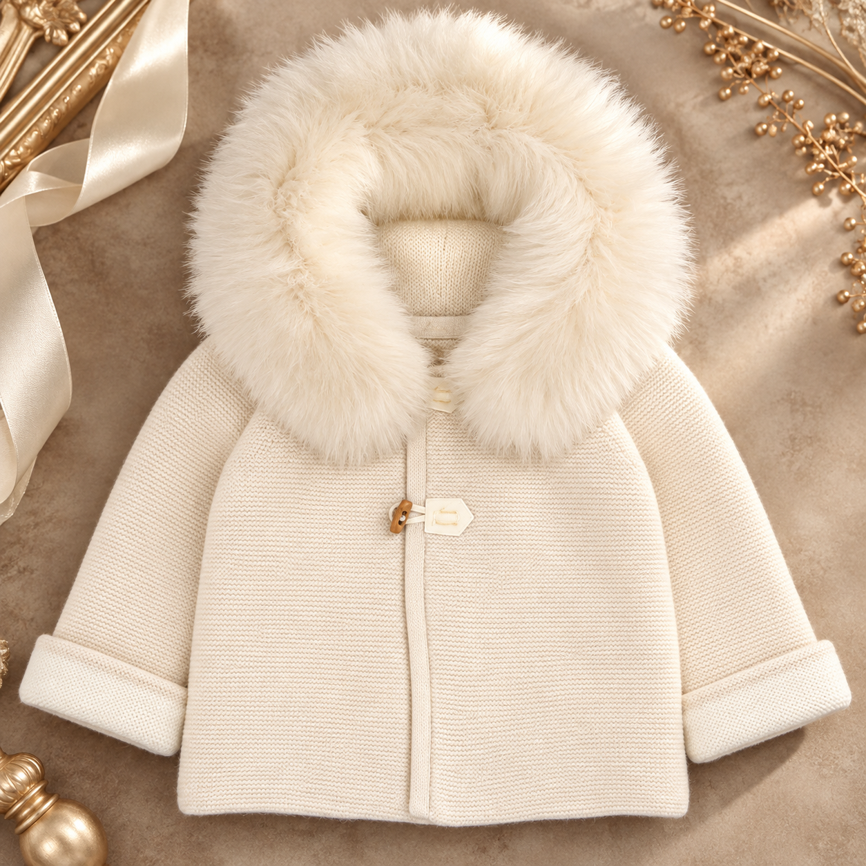 Beige Faux Fur Ivory Jacket