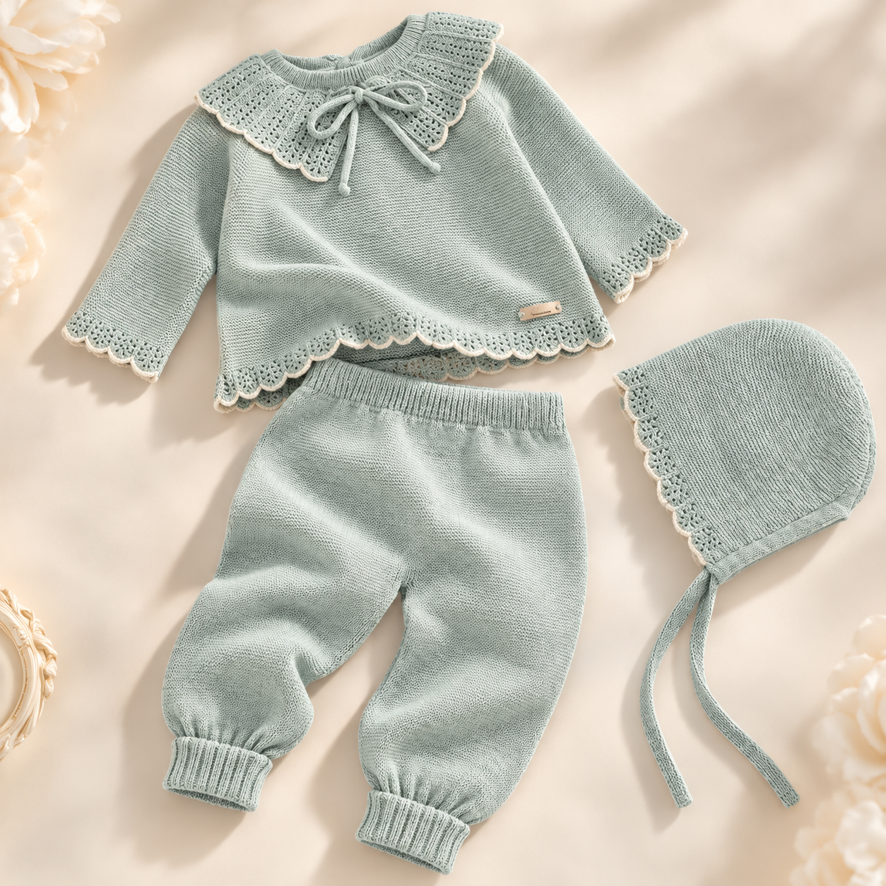 Infant Girl Sage Knit Set