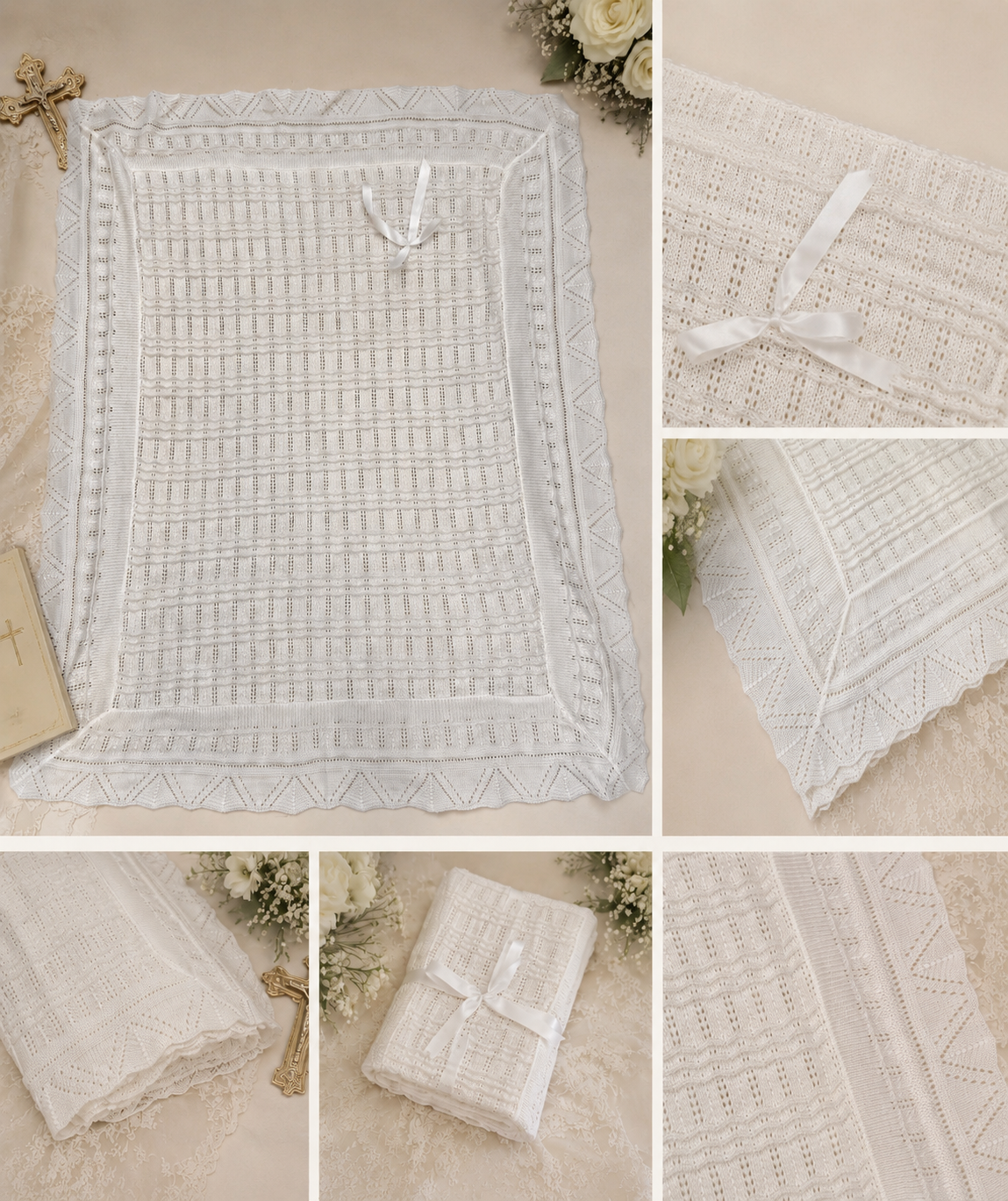 Open Weave White Crochet Blanket