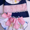 Navy Knit and Floral Bloomer Set