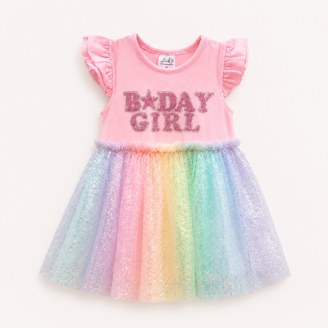 Birthday Girl Rainbow Sequin Tutu Dress