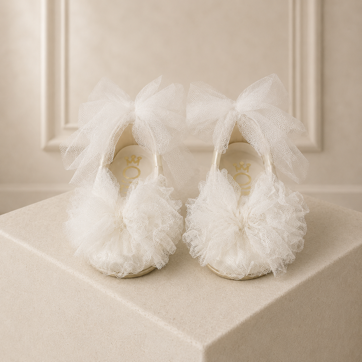 Ivory Tulle Bow Sandals