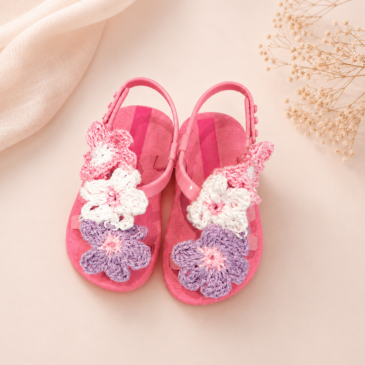 Pink Crochet Toddler Flips