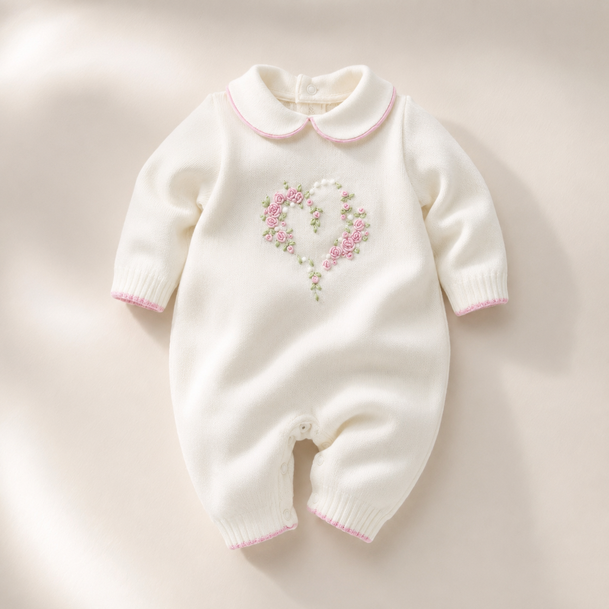 Heart Embroidered Romper