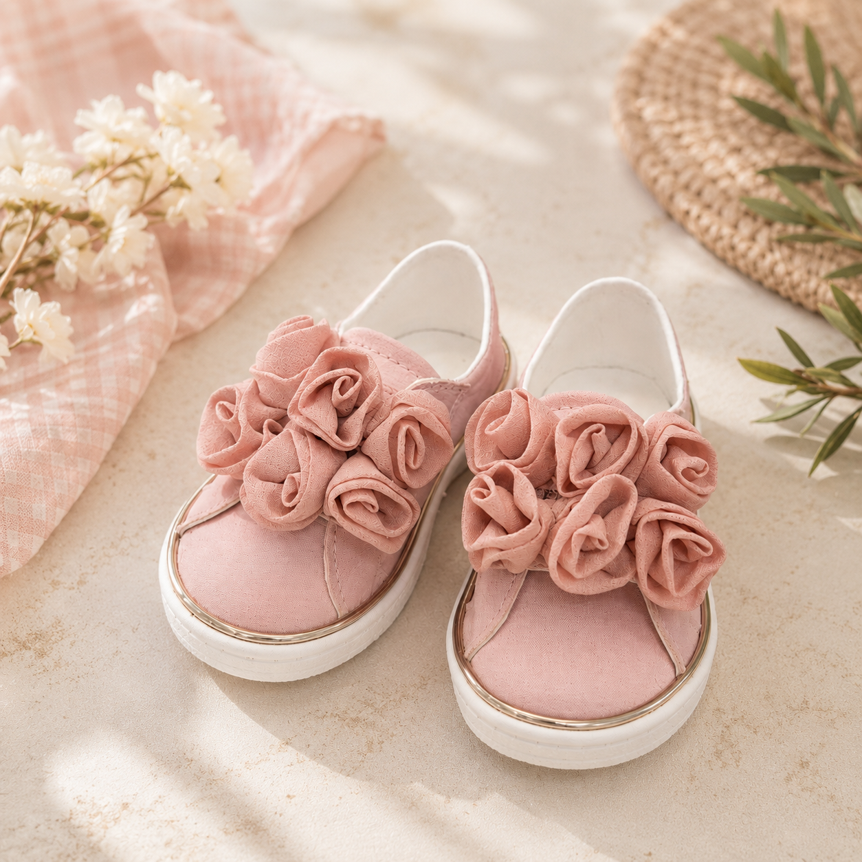 Brushed Pink Rosette Sneaker