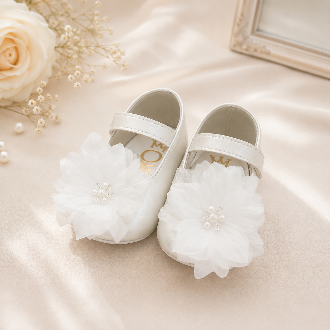 White Flower Infant Shoe