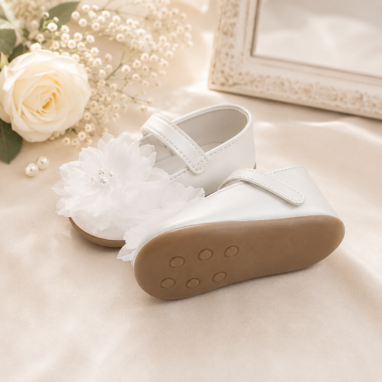 White Flower Infant Shoe