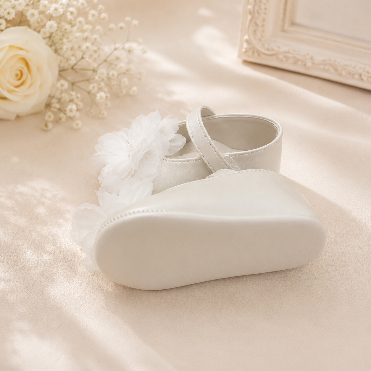 White Flower Infant Shoe