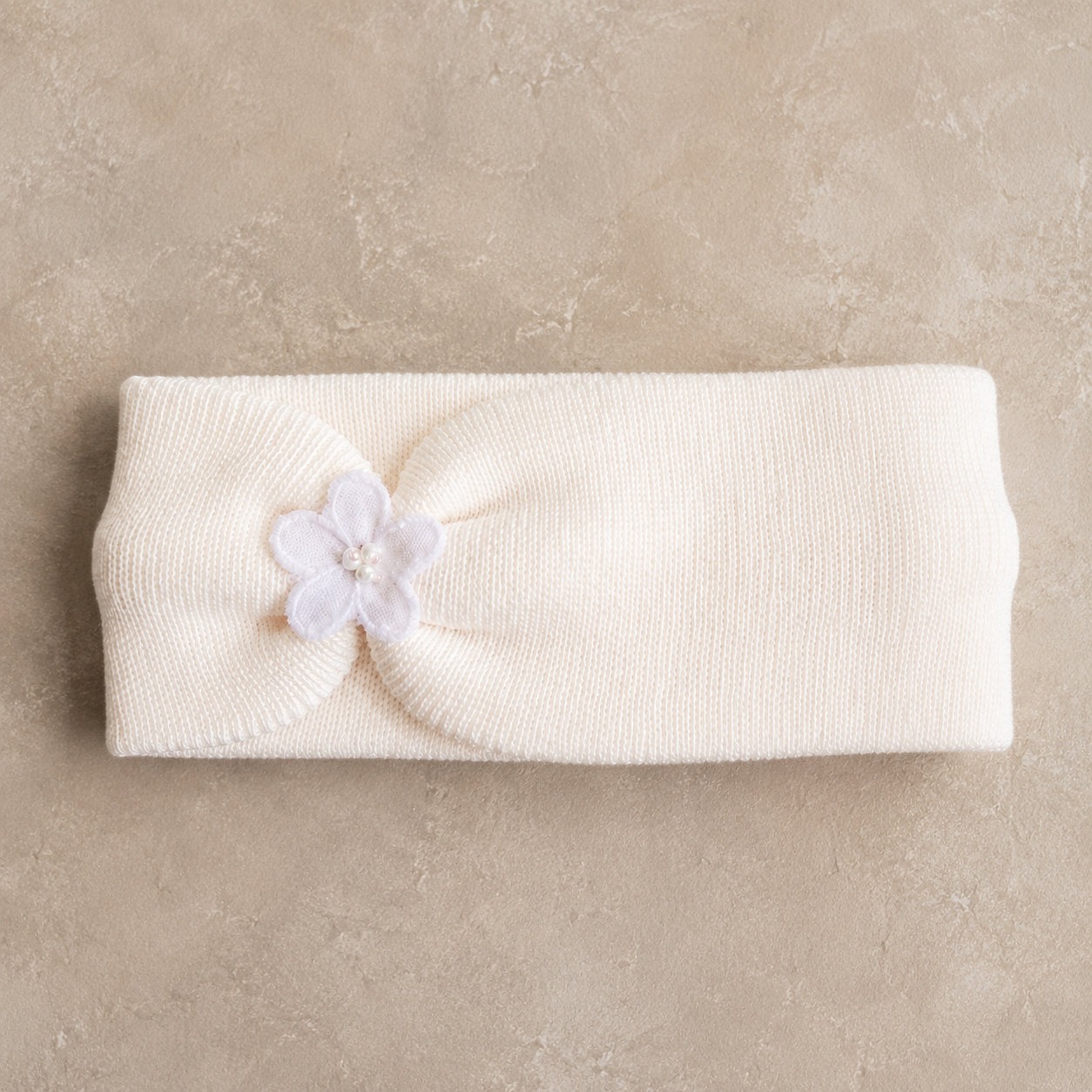 White Flower Knitted Headband