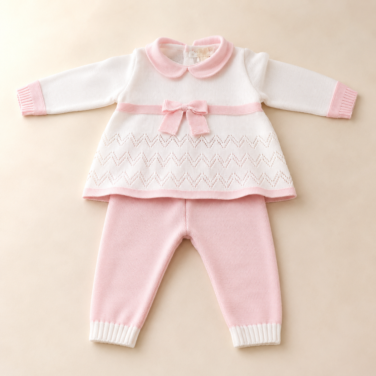 Pink Bow Knitted Set