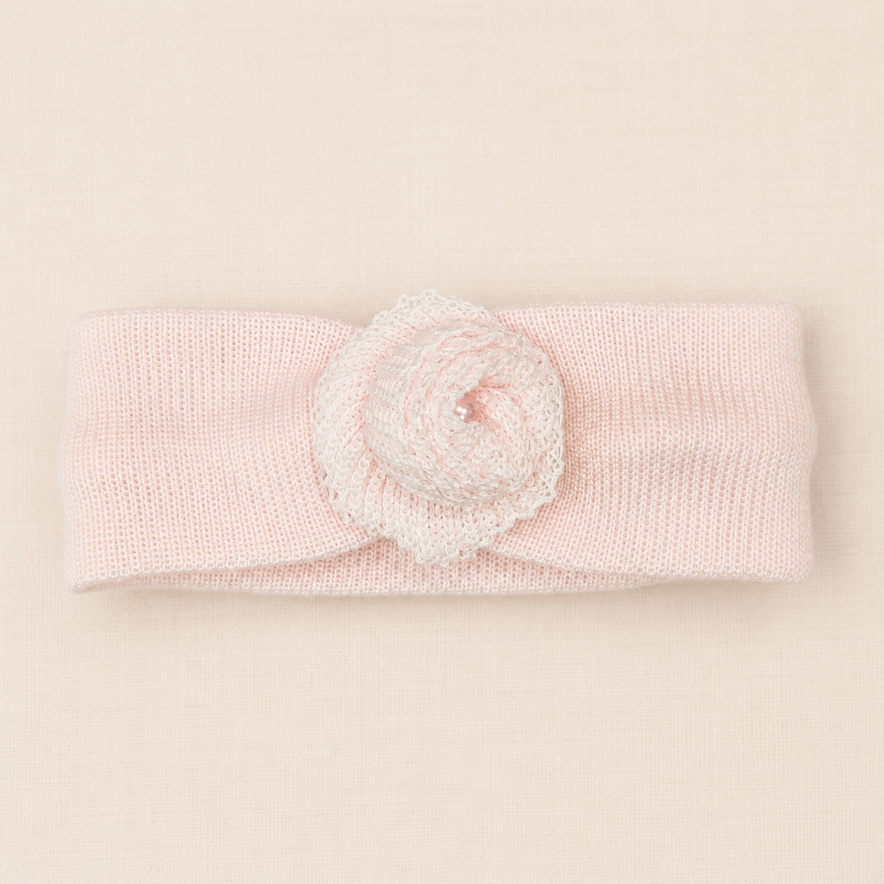 Pink Knit Flower Headband