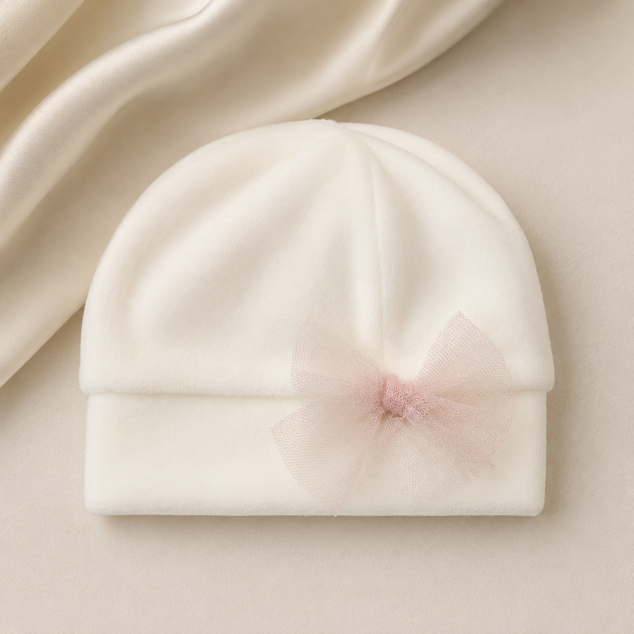 Velour Pink Bow Hat