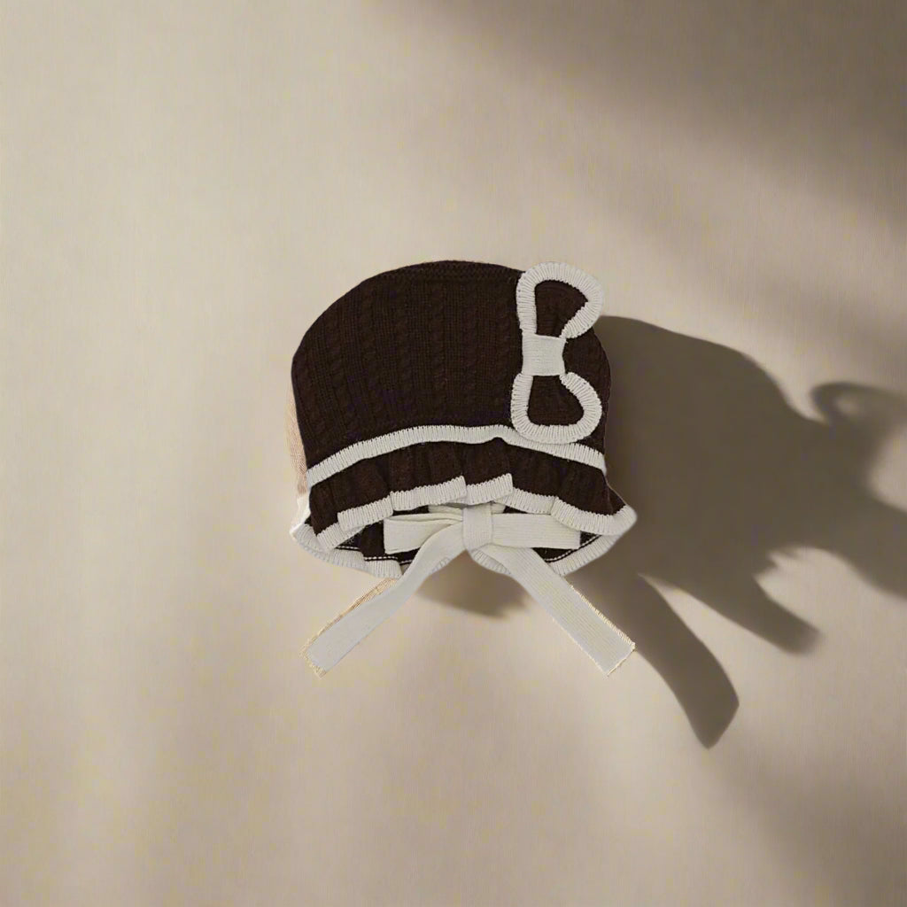 Chocolate and Cream Knit Bonnet