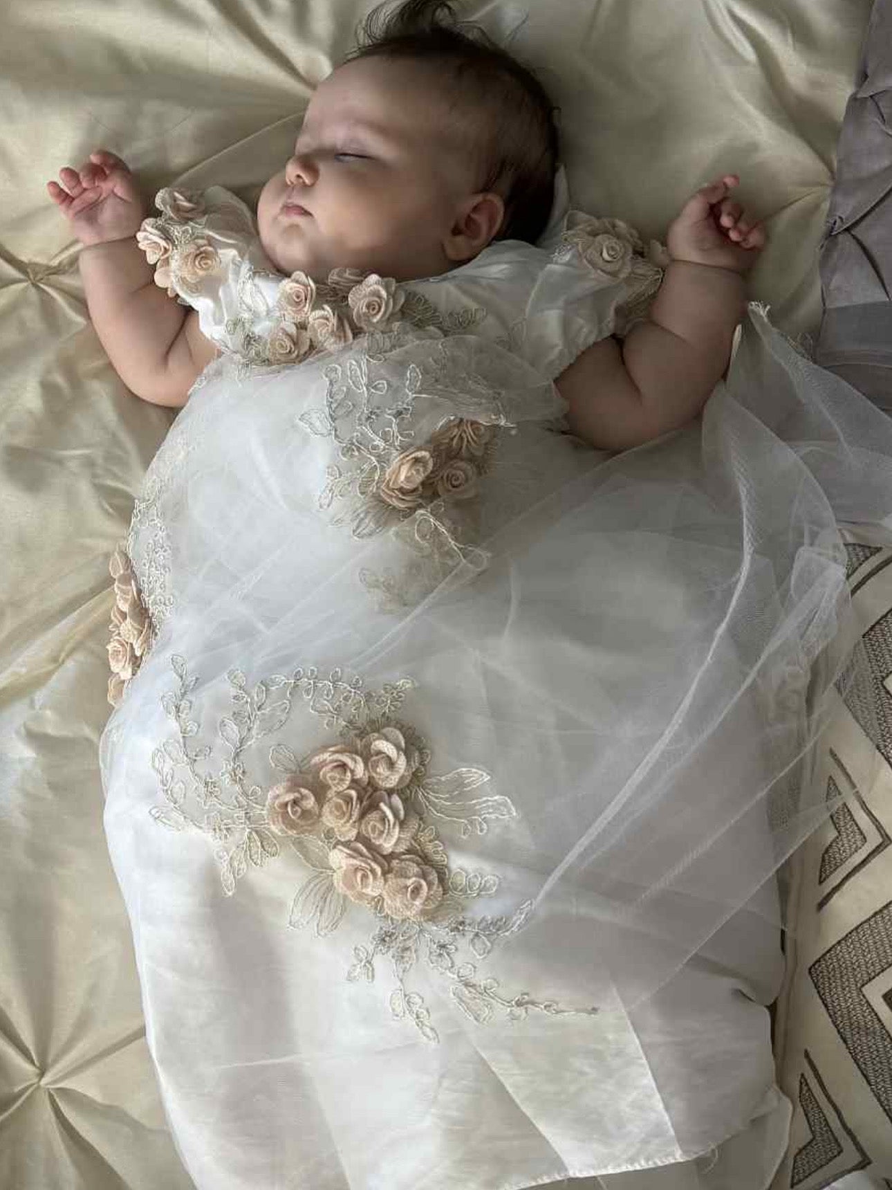 Gold Flower Ivory Dress
