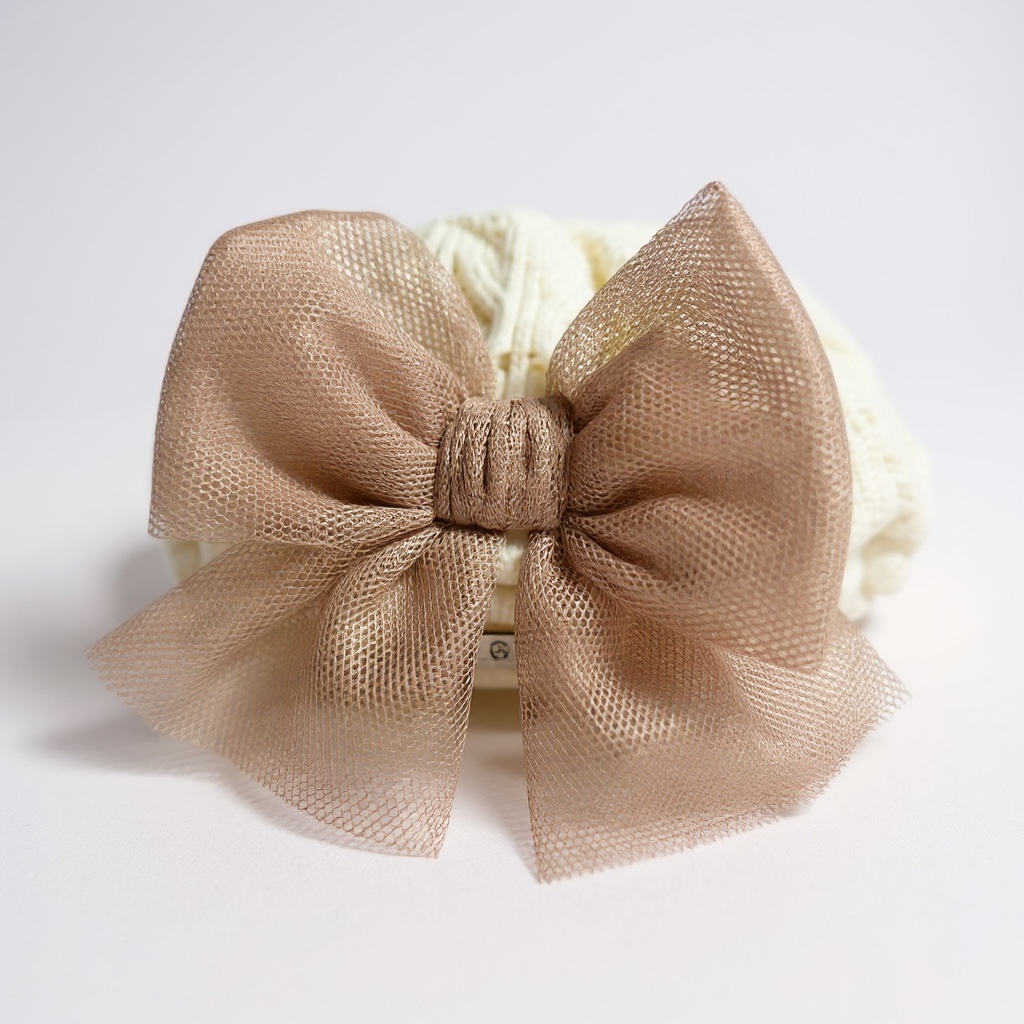 Cream and Camel Knit Beret