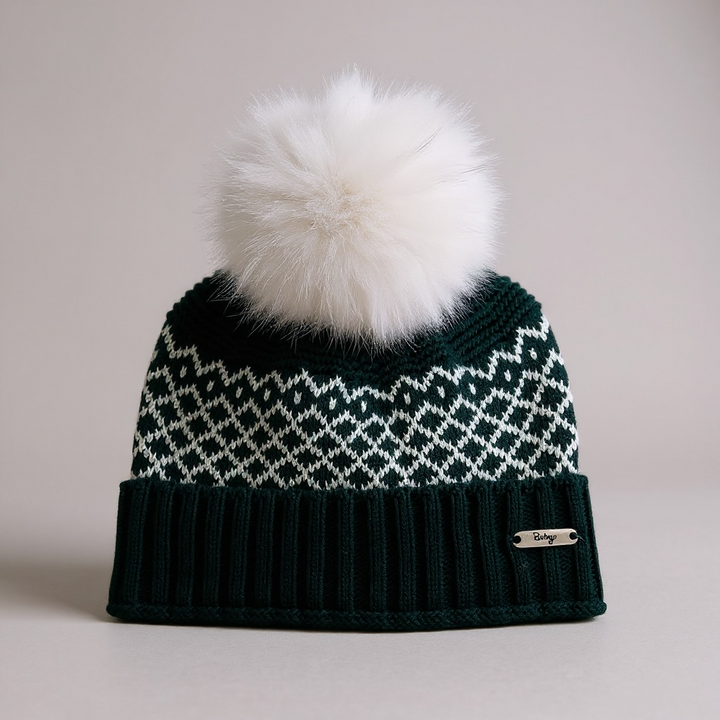 Boys Bottle Green Pom Hat