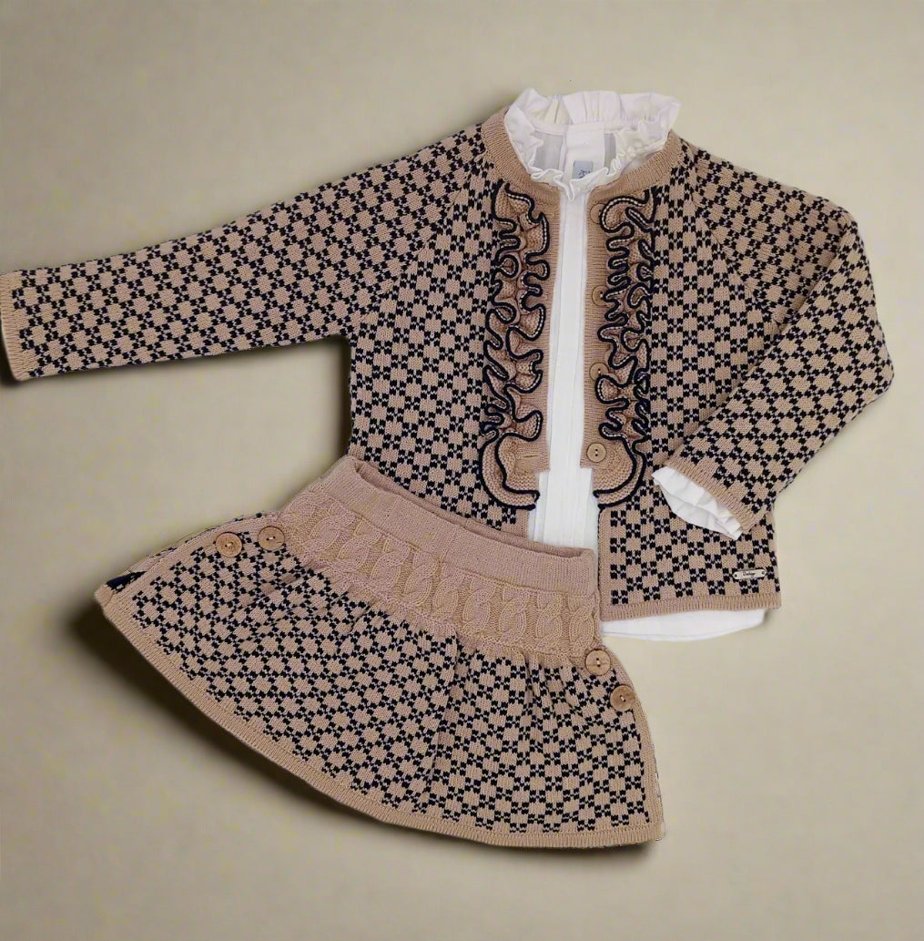 Camel and Navy Skirt Set