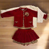 Deep Red and Camel Skirt Set