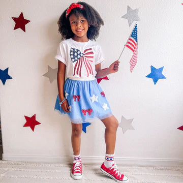 Patriotic Sequin Bow T Shirt