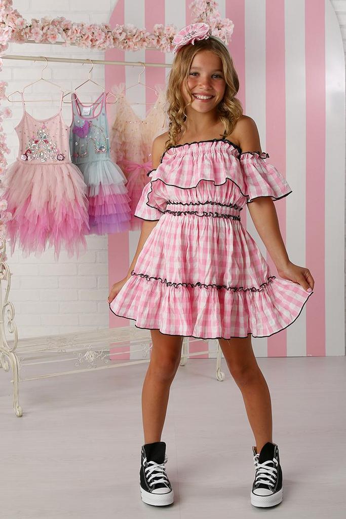 pink gingham off the shoulder dress Pink Gingham Avery Dress – Layla's Boutique