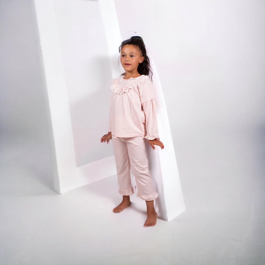 Girl's Pink Cotton Pajamas