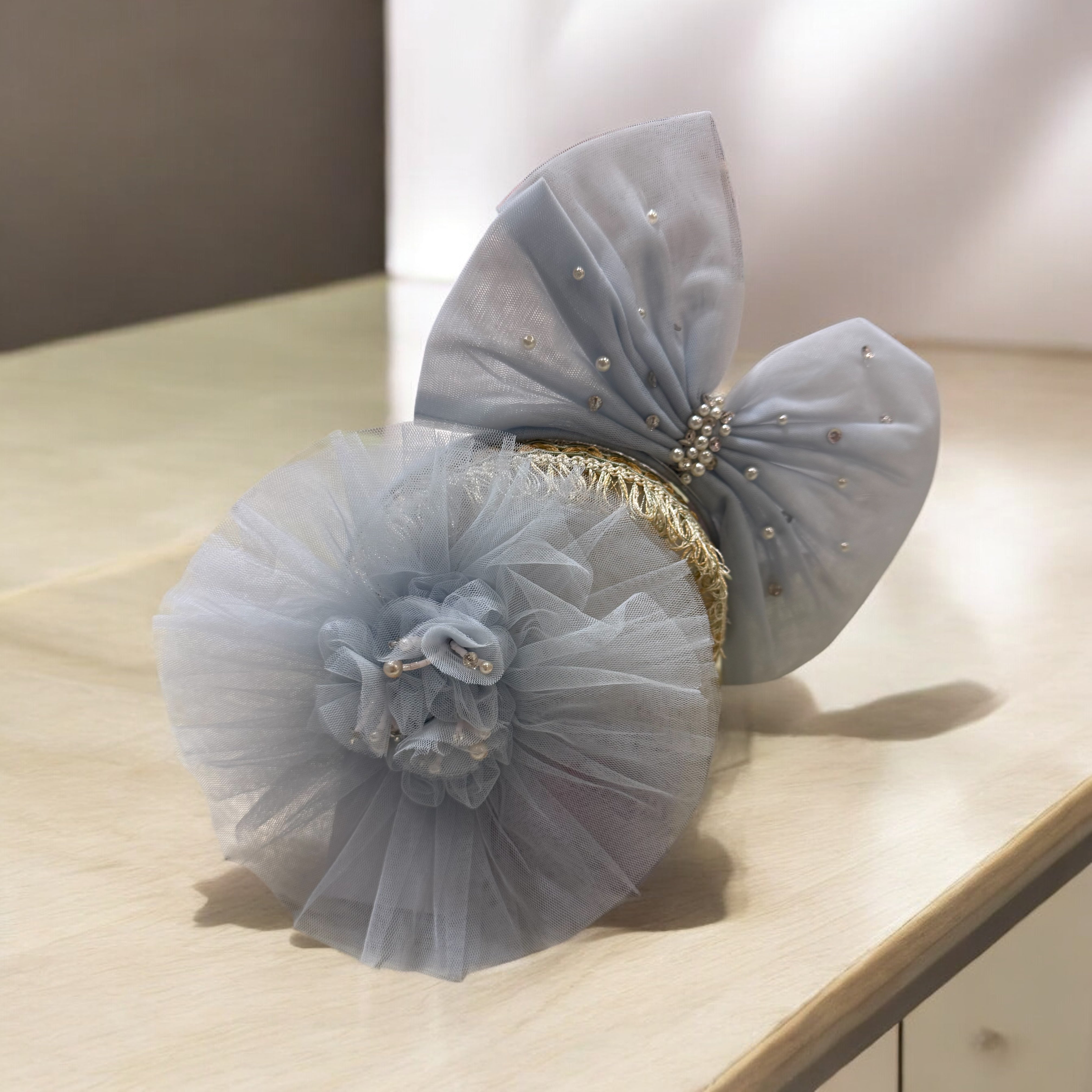 Sky Tulle Headband or Clip