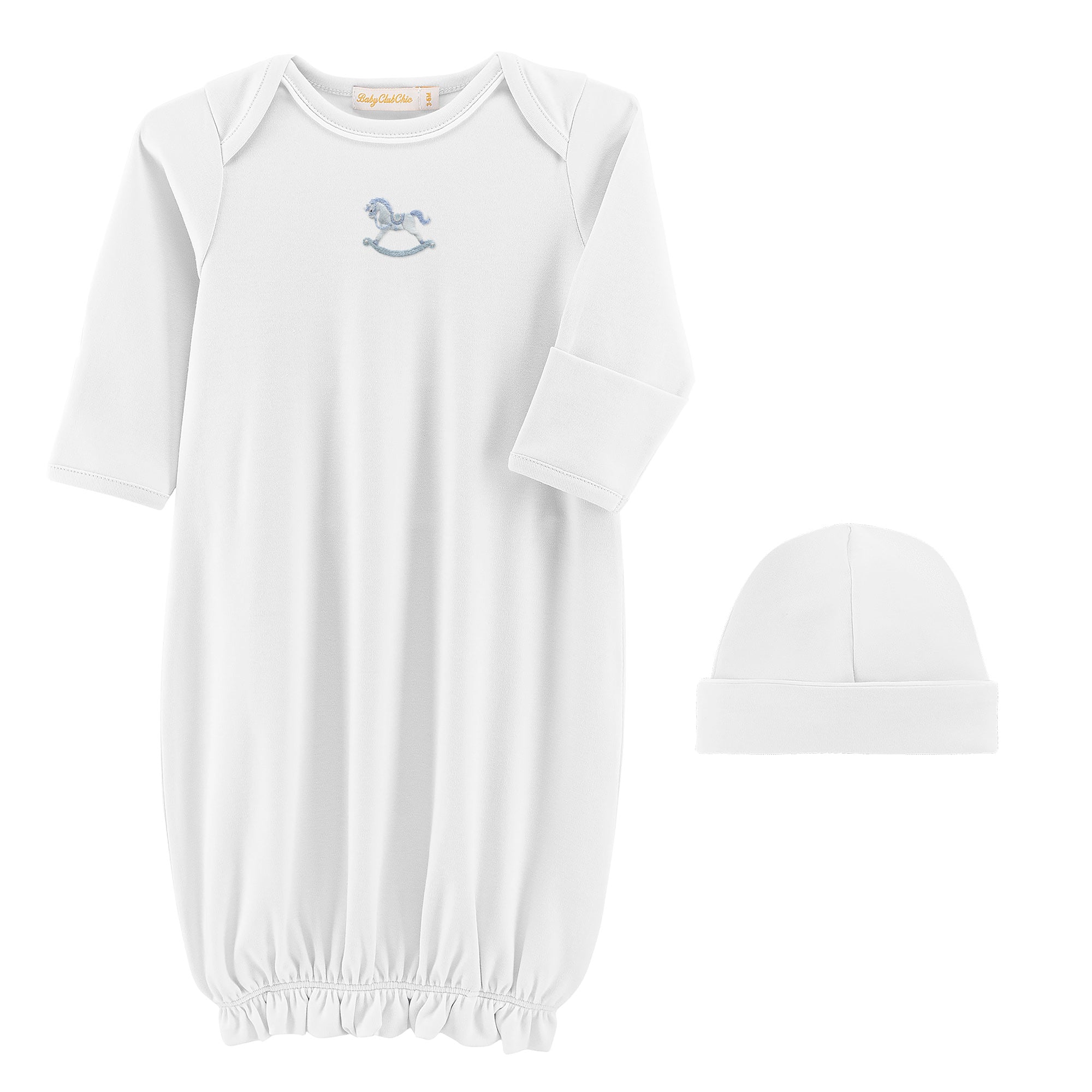 White Tiny Rocking Horse Gown & Hat Set