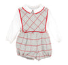 Boys Holiday Gray Check Romper