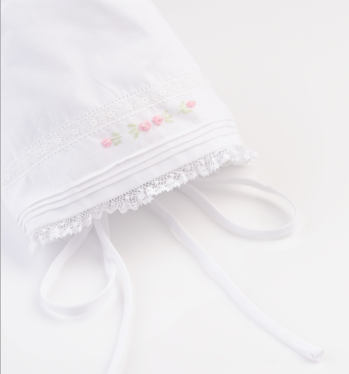 Girls Floral Bullion and Lace Bonnet