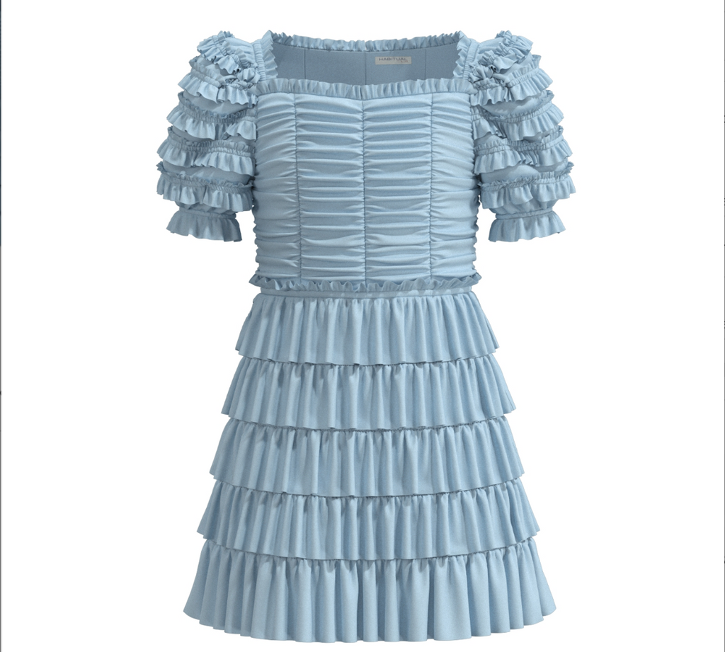 Rusched Ruffle Dress