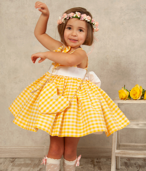 Yellow Gingham Puffball Dress