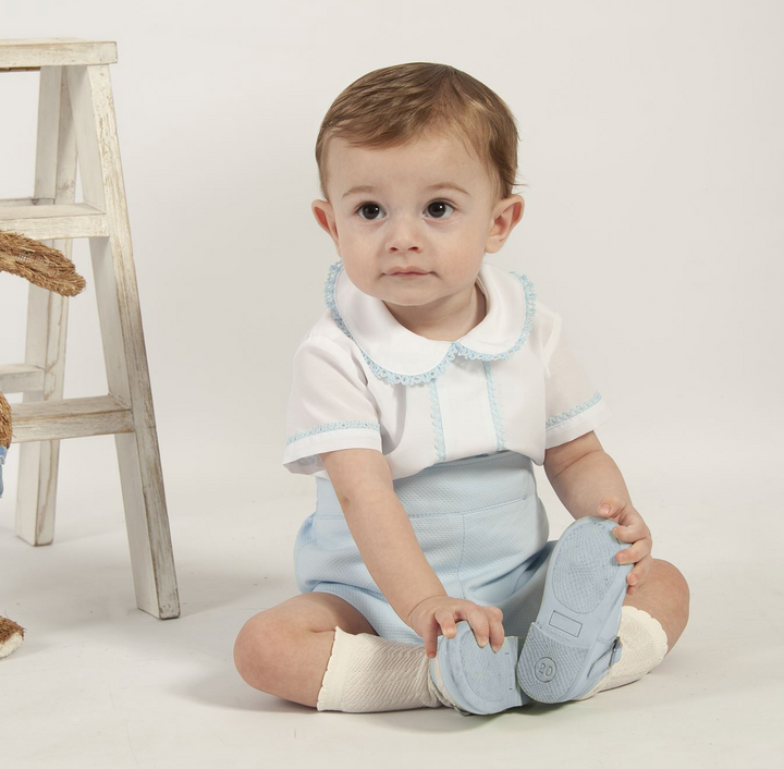 Boys Blue Pique Romper