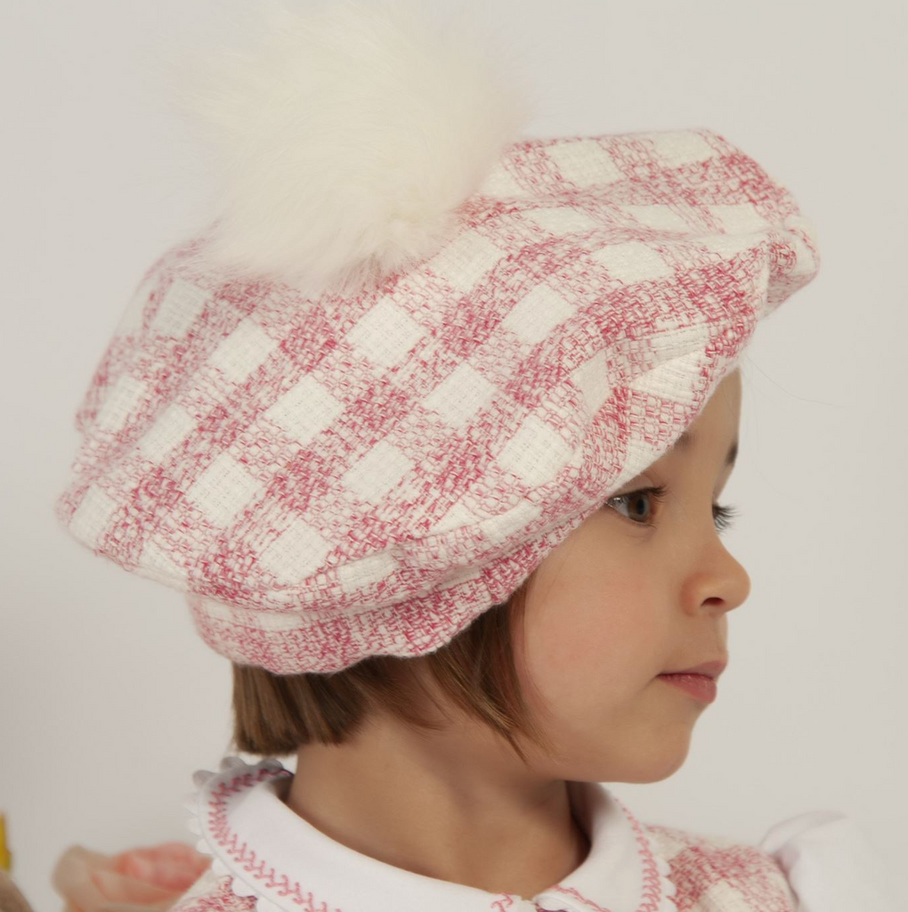 Pink Gingham Beret