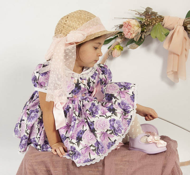 Purple Floral Puffball Dress