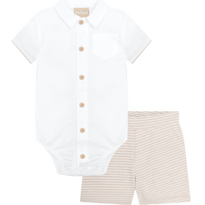 White Infant Boy Short Set