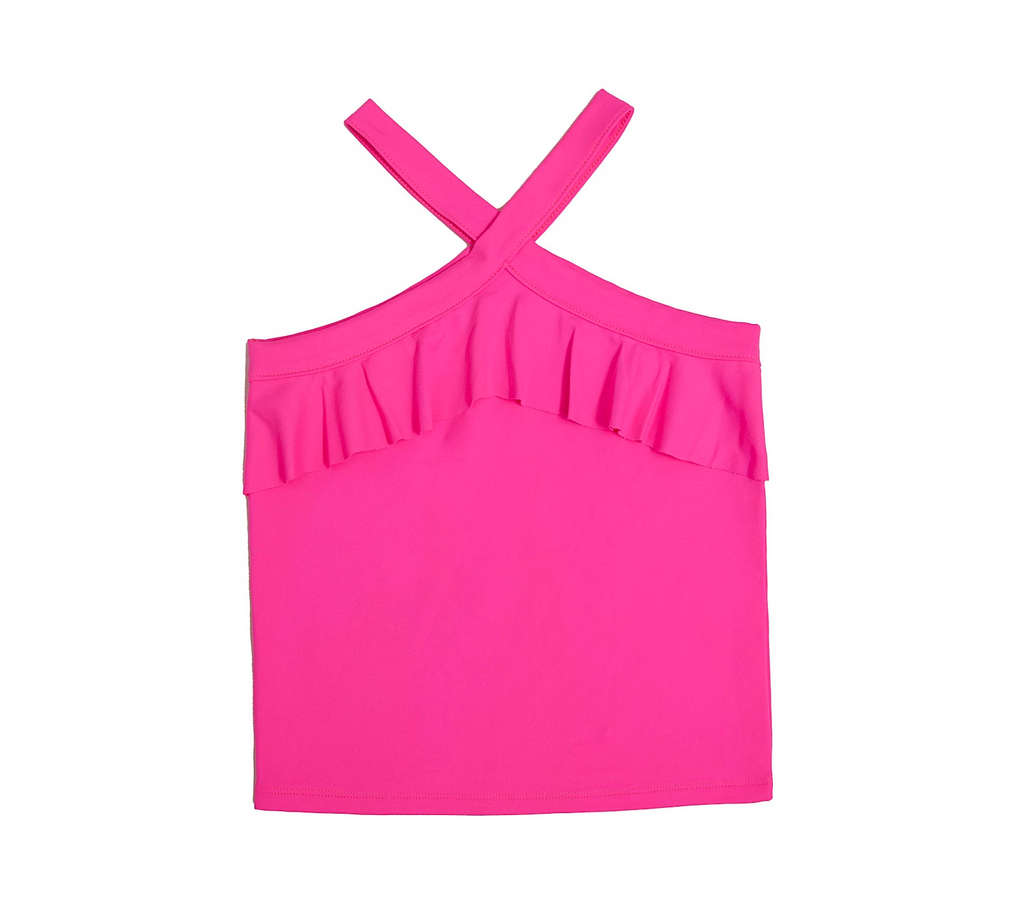 Neon Pink Ruffle Top