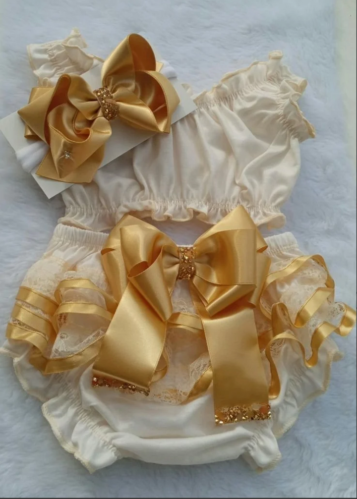 Ivory Ruffle Bloomer Set