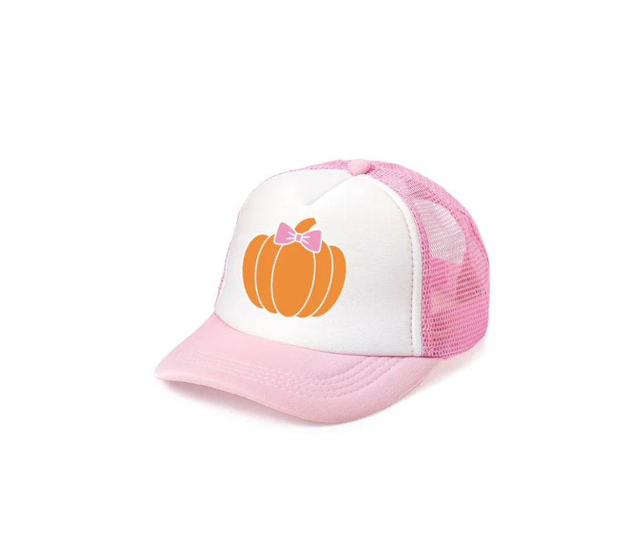 Pumpkin Patch Trucker Hat Pink and White