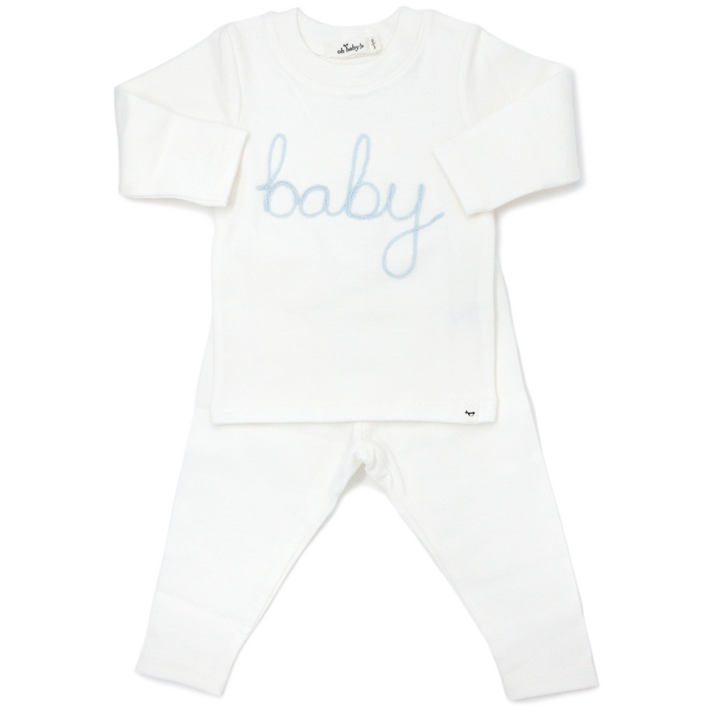 Baby Sky Blue Embroidered Set