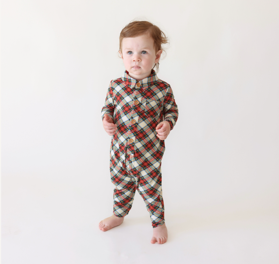 Posh Peanut Marqui Collared Henley Romper