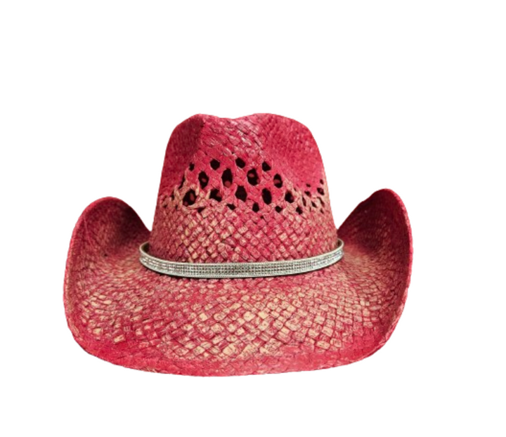 Pink Straw Cowgirl Hat