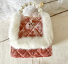 Fur Trimmed Crown Purse