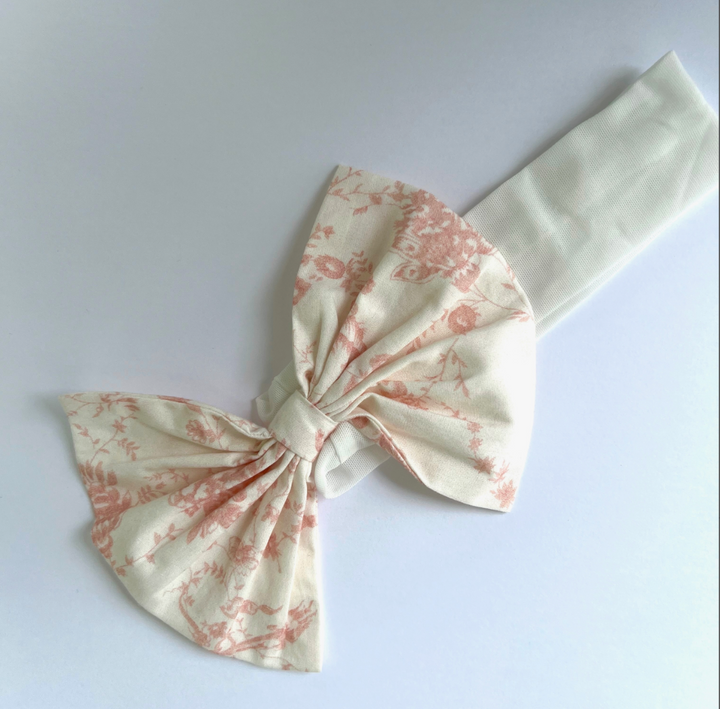 Pink Toile Elastic Headband