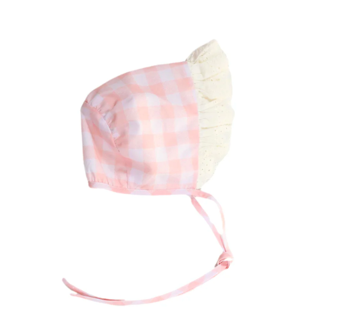 Peach Check Classic Bonnet