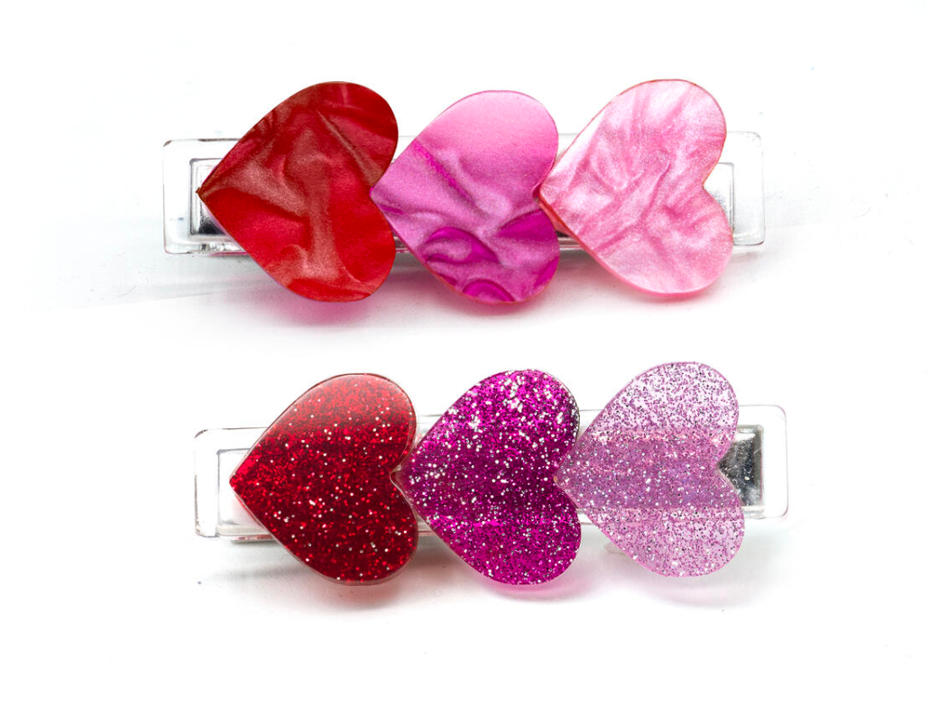 Heart Glitter Clips