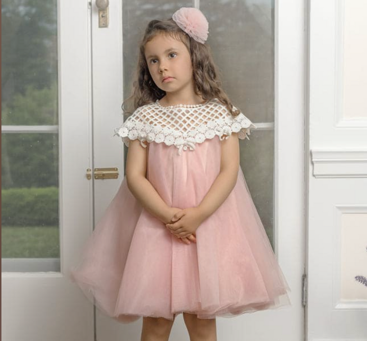 Rosa Pink Tulle Flower Dress